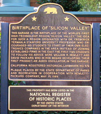 Placa do nascimento do Vale do Silício Placa do nascimento do Vale do Silício