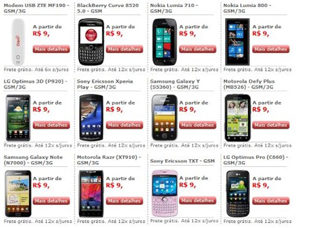 Celulares com preço errado da Claro Celulares com preço errado da Claro