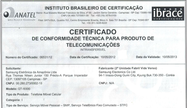 Homologação da Anatel Homologação da Anatel