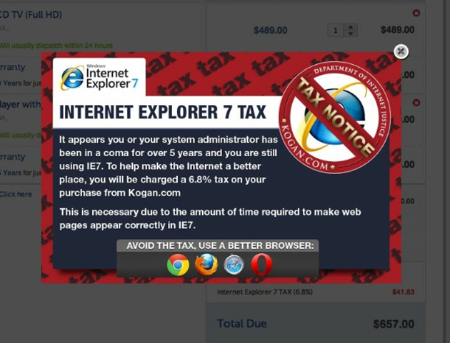 Aviso sobre o navegador e sua taxa Aviso sobre o navegador e sua taxa