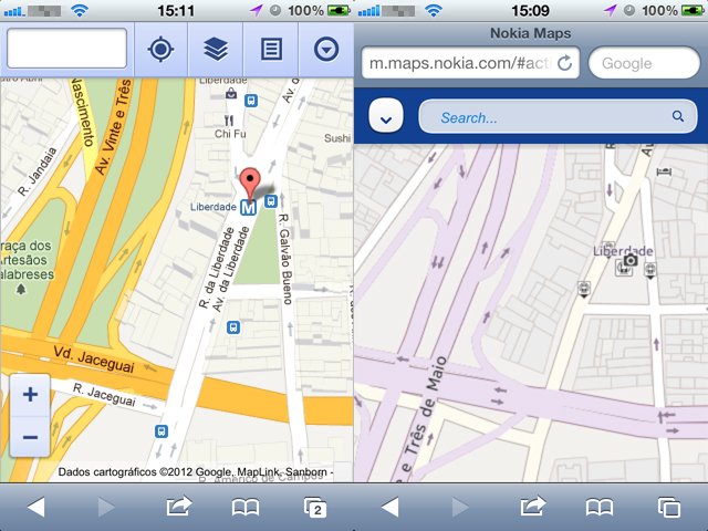 Nokia Maps e Google Maps Nokia Maps e Google Maps