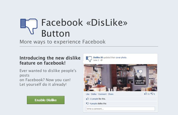 Facebook Dislike Button Facebook Dislike Button