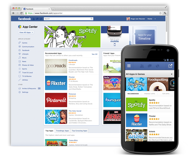 Interface Facebook App Center Interface Facebook App Center