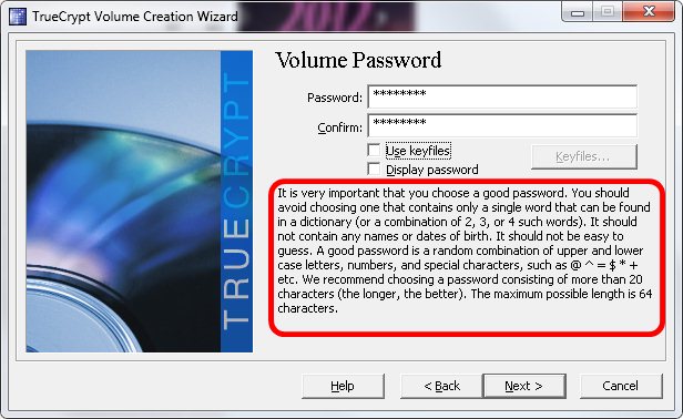 7 - Escolha de senhas - Truecrypt 7 - Escolha de senhas - Truecrypt