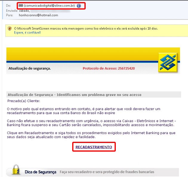 Exemplo de Phishing Scam Exemplo de Phishing Scam