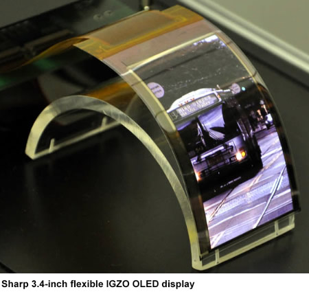 Tela Sharp OLED com IGZO e display flexível Tela Sharp OLED com IGZO e display flexível