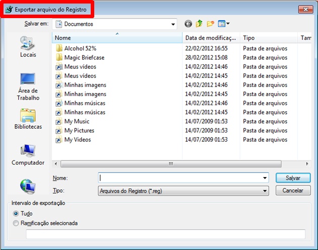 Exportar o registro do Windows para backup Exportar o registro do Windows para backup