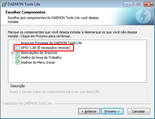 Módulos de instalação do Daemon Tools Lite Módulos de instalação do Daemon Tools Lite