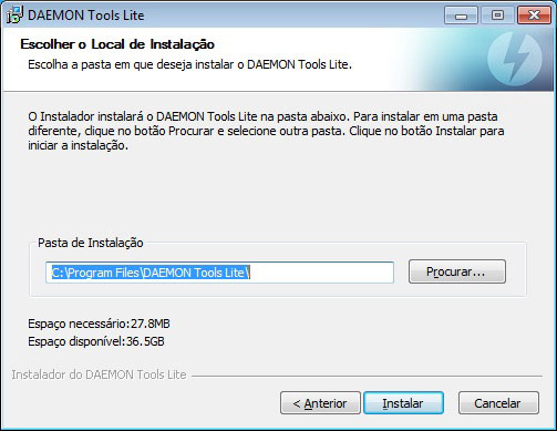 Diretório de instalação do Daemon Tools Lite Diretório de instalação do Daemon Tools Lite