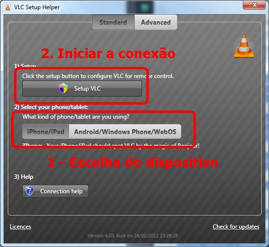 Tela inicial do VLC Setup Tela inicial do VLC Setup