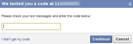 Confirmação do código de segurança enviado pelo Facebook Confirmação do código de segurança enviado pelo Facebook