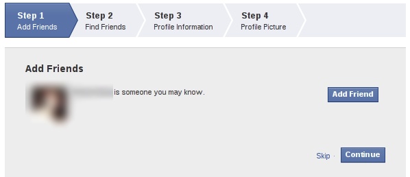Passo 1 de criação de perfil do Facebook Passo 1 de criação de perfil do Facebook